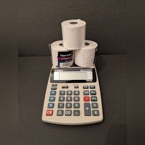 Canon Beige Calculator with 3 White Paper Rolls Plus 4 AA Batteries Included